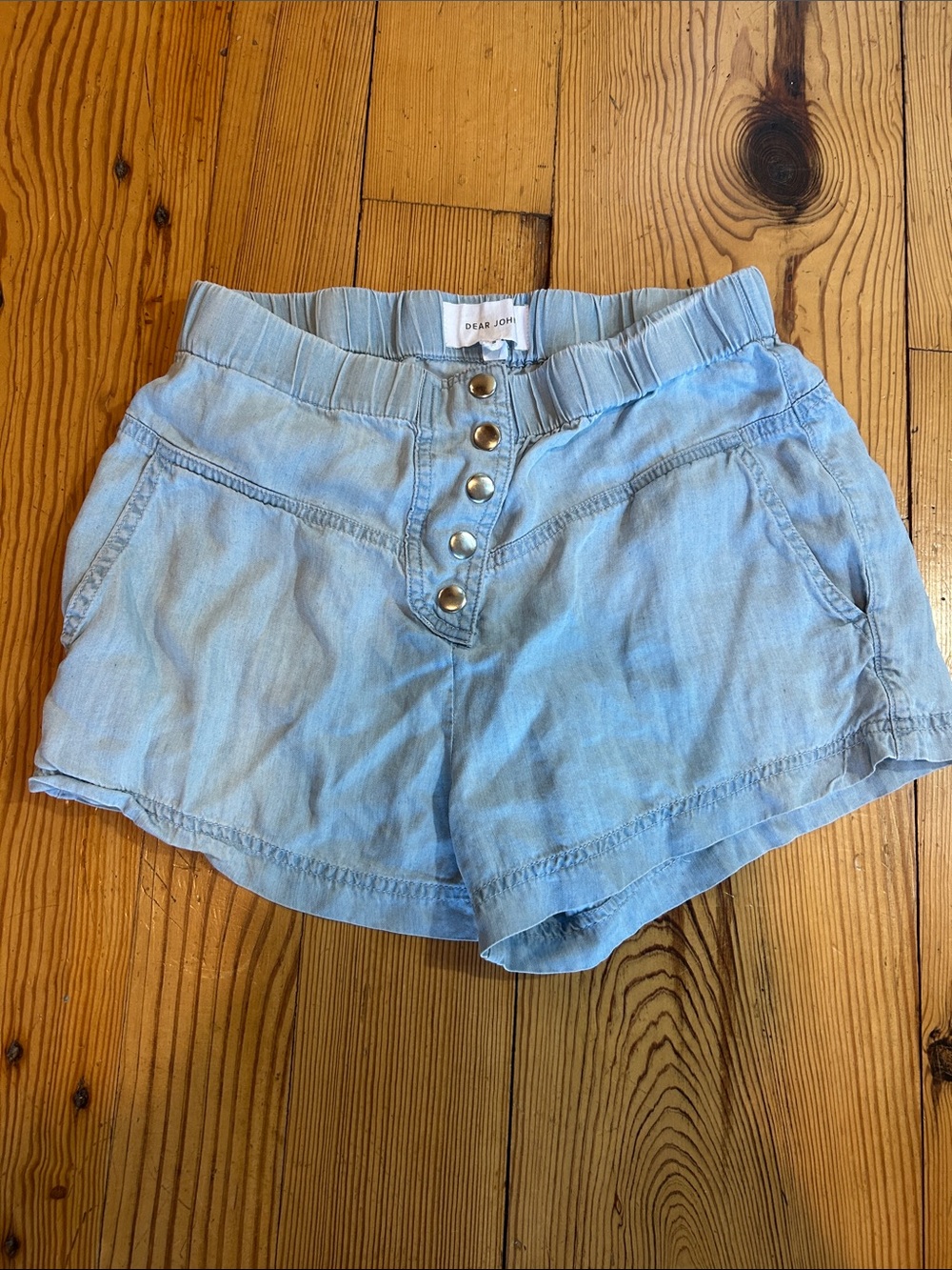 Dear John Pale Blue Button-Front High Waist Shorts
